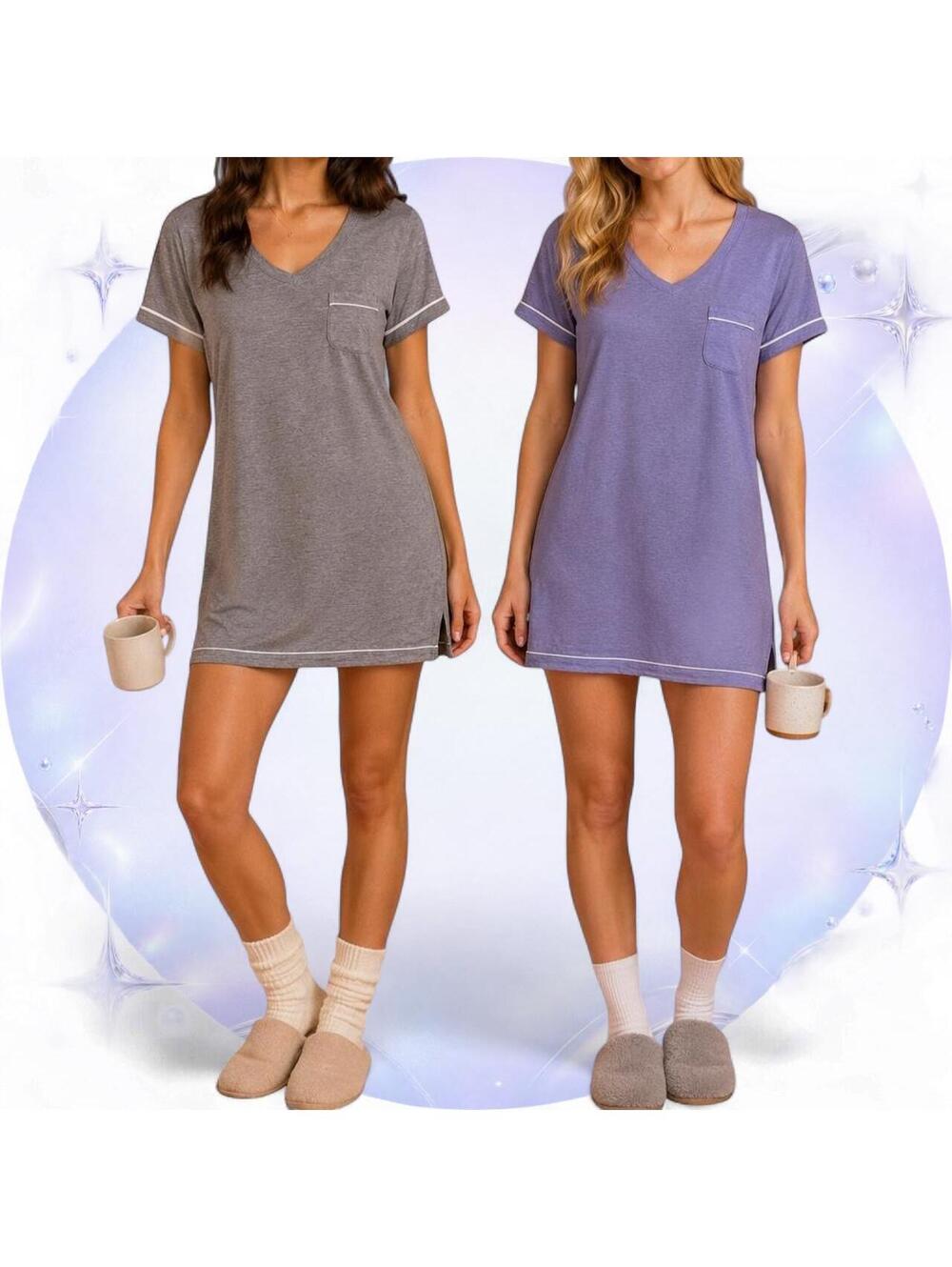 Honeydew Intimates Sleep Shirt Bundle Gray & Lavender Size Small